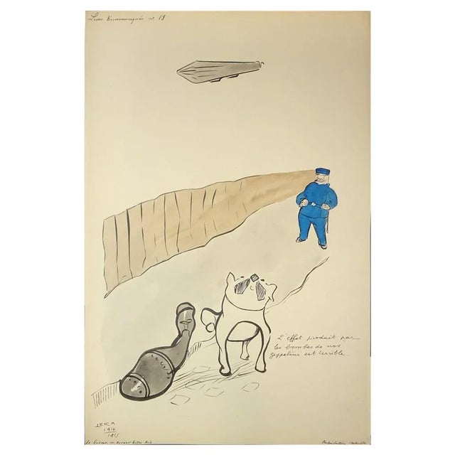 L'effet is an original satiric artwork realized by the illustrator Leka . Hand-signed on the lower left. Titled in the...