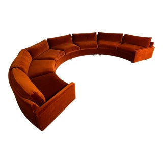 1970s Mid-Century Milo Baughman for Thayer Coggin Velvet Circular Sectional Sofa - Set of 3 For Sale