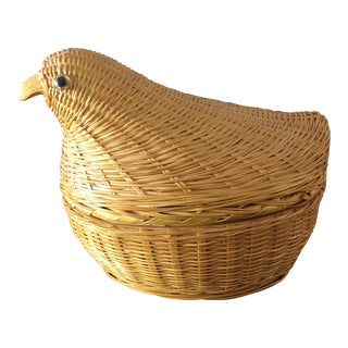 Vintage Lidded Basket Chicken For Sale
