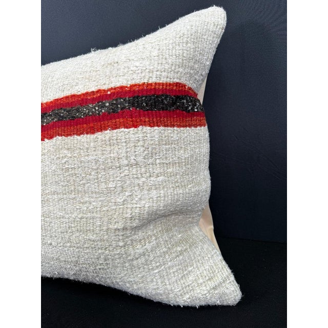 Contemporary Turkish Hemp Pillow Cushion Natural Beige Red Cushion Cover 20x20 For Sale - Image 3 of 4