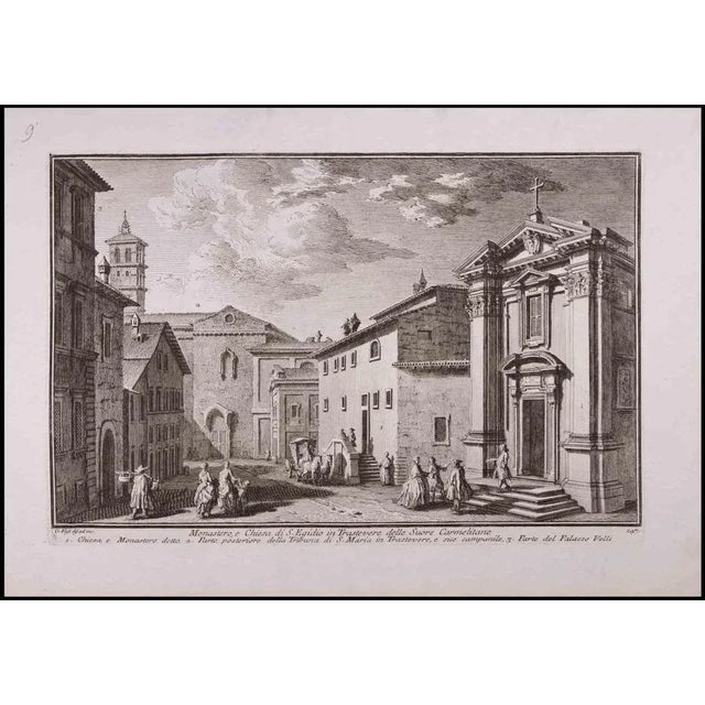 Monastero e Chiesa di S. Egidio in Trastevere is an original black and white etching of the Late 18th century realized by...