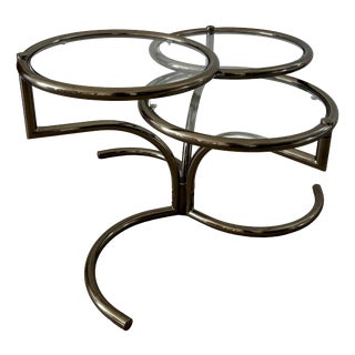 Mid-Century Morex Swivel Coffee Table in Glass and Chrome-Plated Steel attributed to Milo Baughman, 1970s For Sale