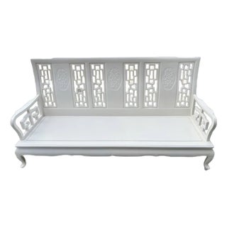Chinoiserie Sofa in Fresh Ivory Lacquered Finish For Sale