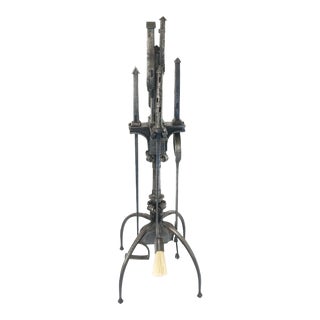 2020s "San Gimignano" Forged Shovel, Poker, Fire Tongs, Broom Fireplace Tools Set - 5 Pieces For Sale