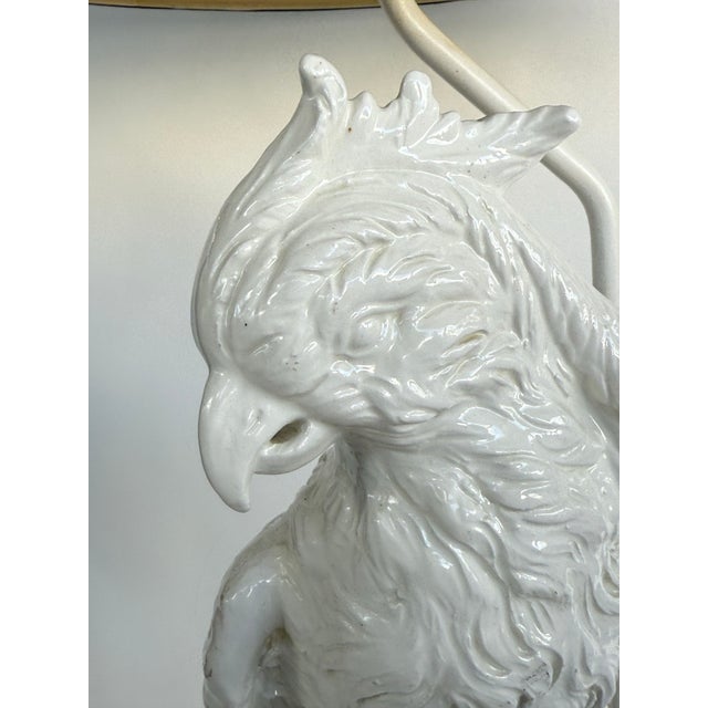 Vintage Large-Scale Hollywood-Regency, Blanc De Chine, Figural-Parrot Lamp For Sale - Image 4 of 6
