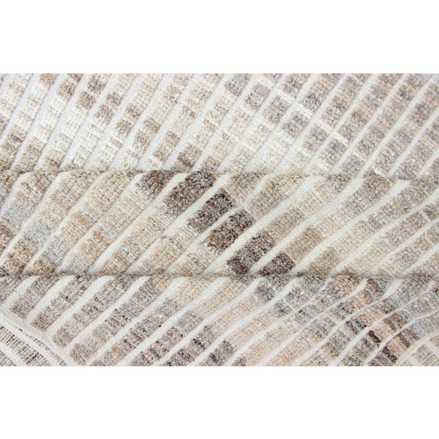 Muted Taupe and Gray Casual Modern Rug With Combination of Kilim/Piled 10'8 X 14'0 For Sale - Image 15 of 16