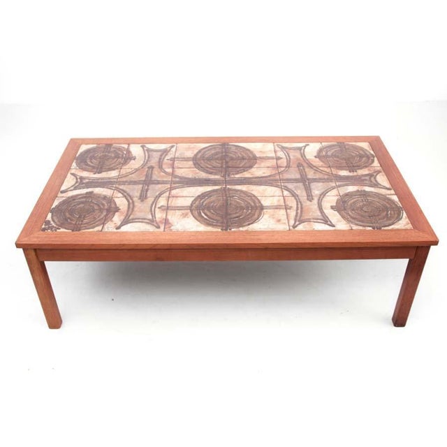 Mid-Century Modern Scandinavian Coffe Table with Ceramic Tiles For Sale - Image 9 of 9