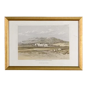 Print of Medinet Abou, Thebes, by Roberts, 19th Century