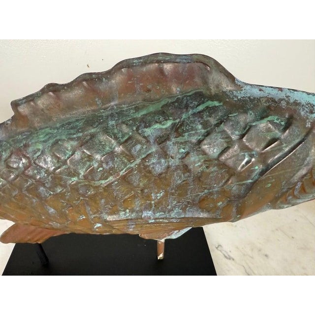 Copper Antique Copper Fish on Iron Base For Sale - Image 8 of 8
