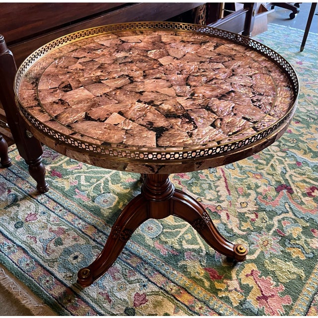 Late 20th Century Late 20th Century Maitland-Smith Round Mother-of-Pearl Table For Sale - Image 5 of 8