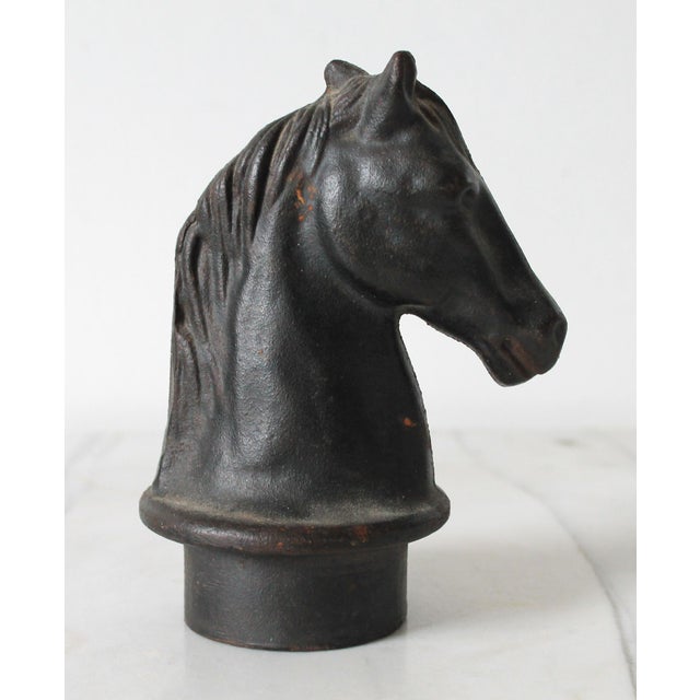 Cast Iron Sculpted Horse Head Hitching Post Topper For Sale - Image 4 of 11