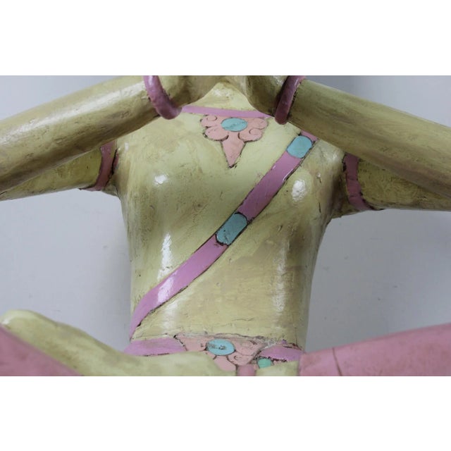 Mid 20th Century "Prince Phra Aphai" Mani Wood Carved Sculpture For Sale - Image 6 of 13