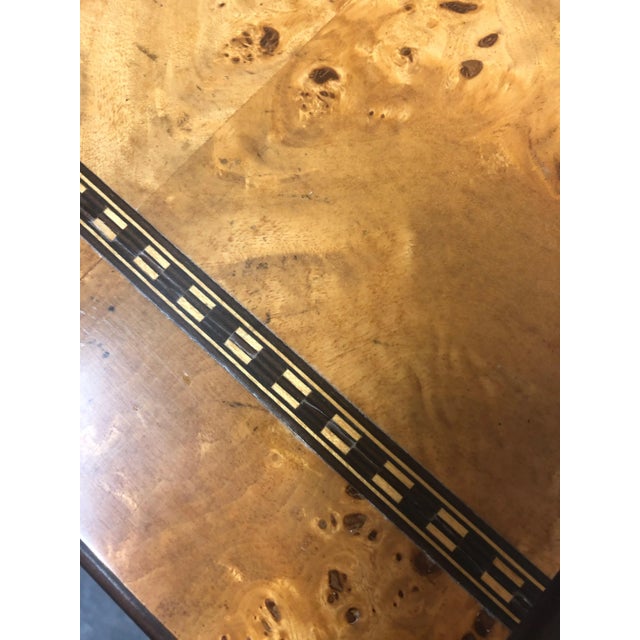 Baker Furniture Lyre Motife Birdseye Maple Drop-Leaf Writing Desk For Sale - Image 11 of 13