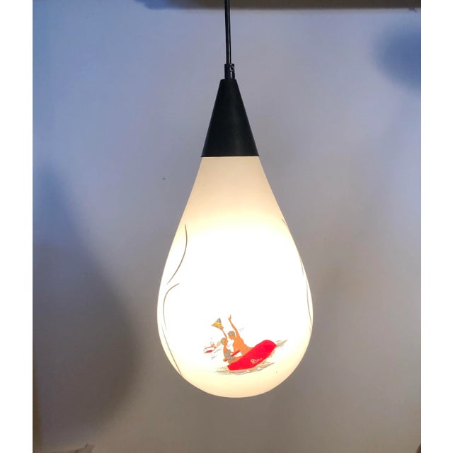Vintage Mid Century Nautical Pendant Light with Painted Scenes For Sale In New York - Image 6 of 13