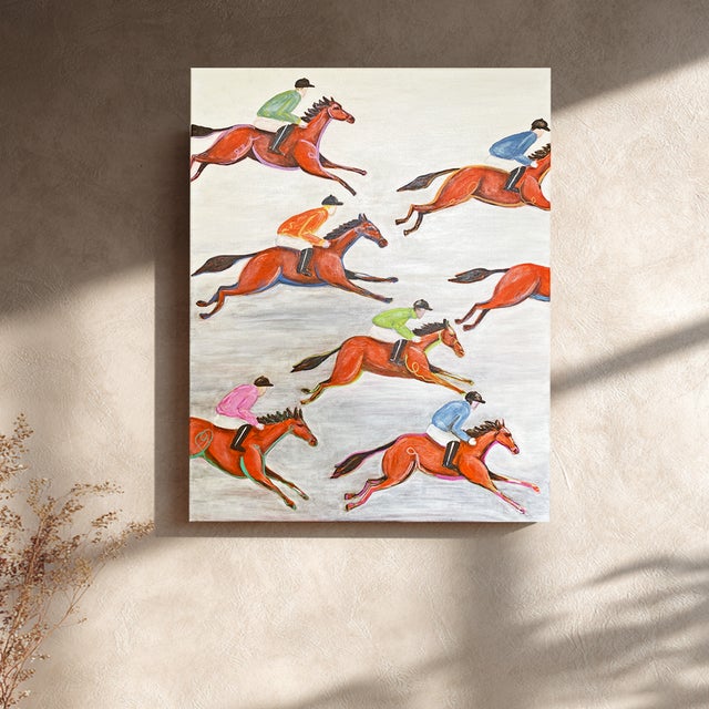 Chippendale Horse Racing Painting Original Acrylic Art, Equestrian Wall Art, Preppy Palm Beach Decor, Jockey Horse Art by Tatiana Duperault For Sale - Image 3 of 6