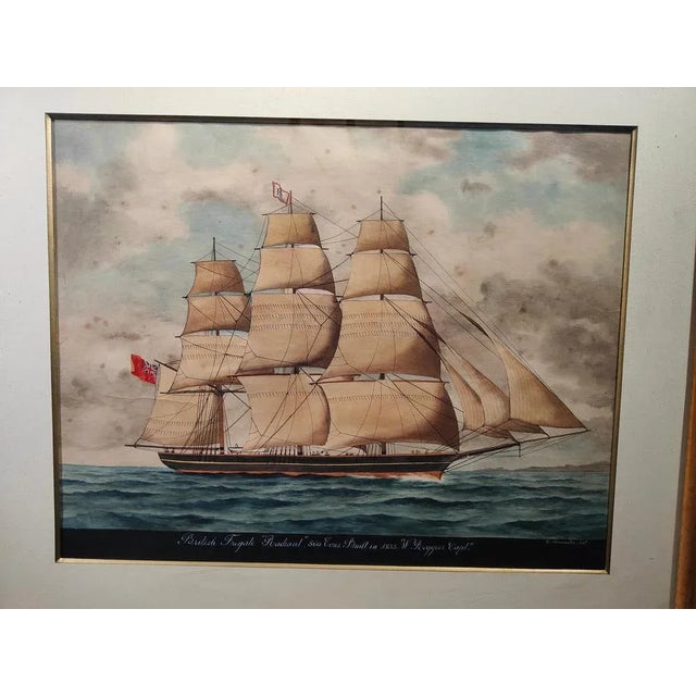 Ships, Watercolors, 1900, Framed, Set of 2 For Sale - Image 6 of 12