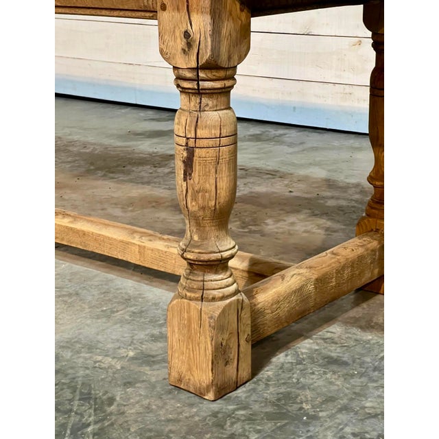 Bleached Oak Farmhouse Dining Table, 1925 For Sale - Image 9 of 18