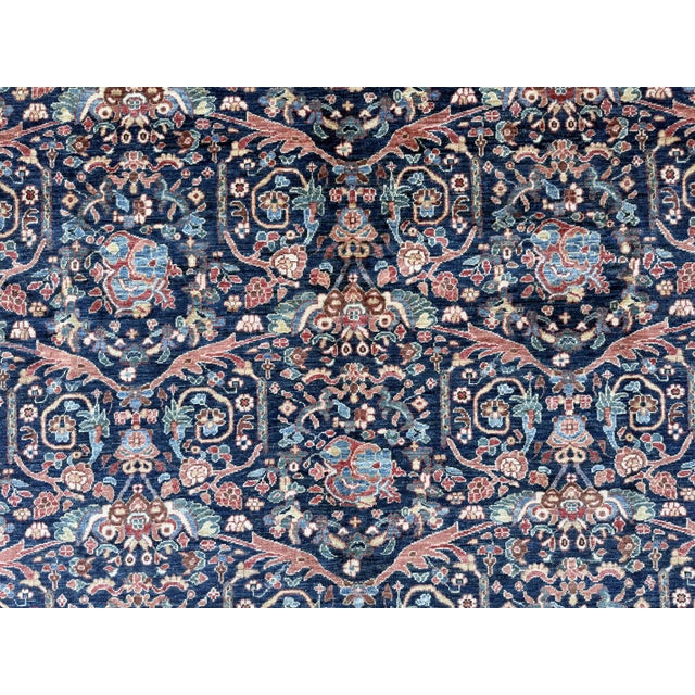 Navy Persian Ferahan Design Hand-Knotted Wool Rug, 08'02 X 09'11 For Sale - Image 6 of 10