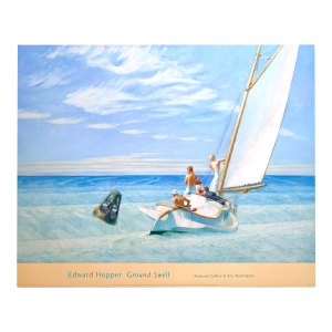 Edward Hopper Vintage 1990's Realist Offset Lithograph Print Museum Poster " Ground Swell " 1939