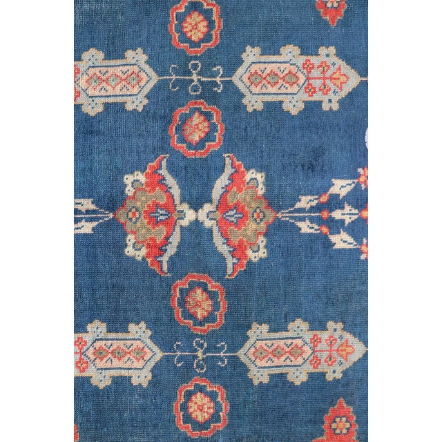 Textile Large Antique Turkish Oushak Rug in Blue and Red With Ornate Medallion Design For Sale - Image 7 of 12