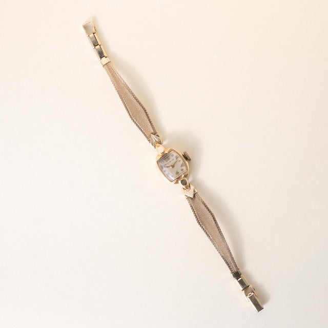 Vintage 1950s 14k Gold Bulova Ladies Cocktail Watch For Sale - Image 4 of 6