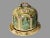 Vintage Antique Majolica Pottery Floral Decorated Cheese Keeper Dome With Base For Sale - Image 4 of 10