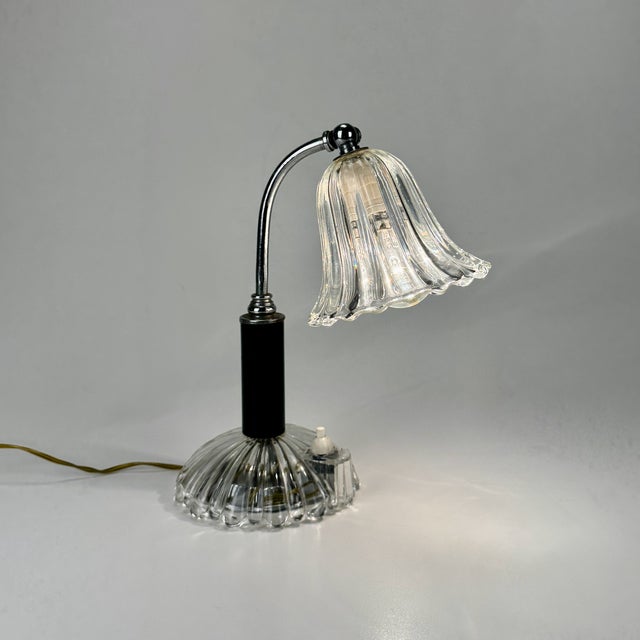 Clear Murano Glass Table Lamp from Barovier & Toso, Italy, 1940s, in Very Good conditions. Designed 1920 to 1949 This...