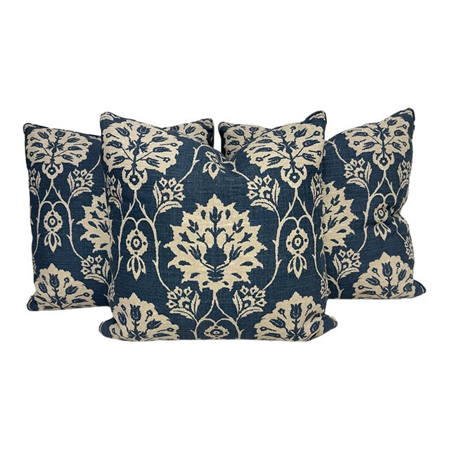 Bespoke Floral Damask Throw Pillows, Set of Three For Sale