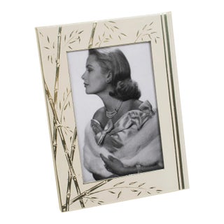 Umberto Mascagni White and Gilt Aluminum Picture Frame, Italy 1970s For Sale