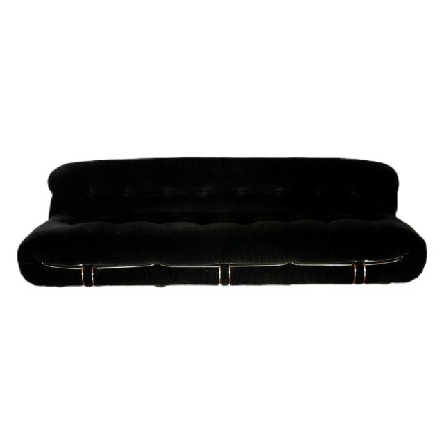 3 Seater “Soriana” sofa by Afra & Tobia Scarpa for Cassina, Italy, 1972. Reupholstered in black corduroy velvet. This...