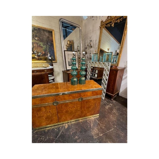 Pair of Murano Green and Gold Lamps For Sale In Dallas - Image 6 of 6