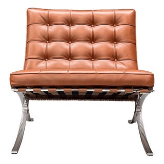 Barcelona Chair in Cognac Volo Leather by Ludwig Mies van der Rohe for Knoll Inc. / Knoll International, 2010s For Sale
