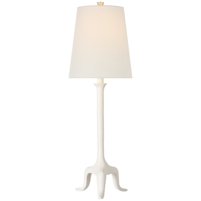 Traditional AERIN by Visual Comfort Signature Mathilde 27" Table Lamp in Plaster White with Linen Shade For Sale - Image 3 of 3