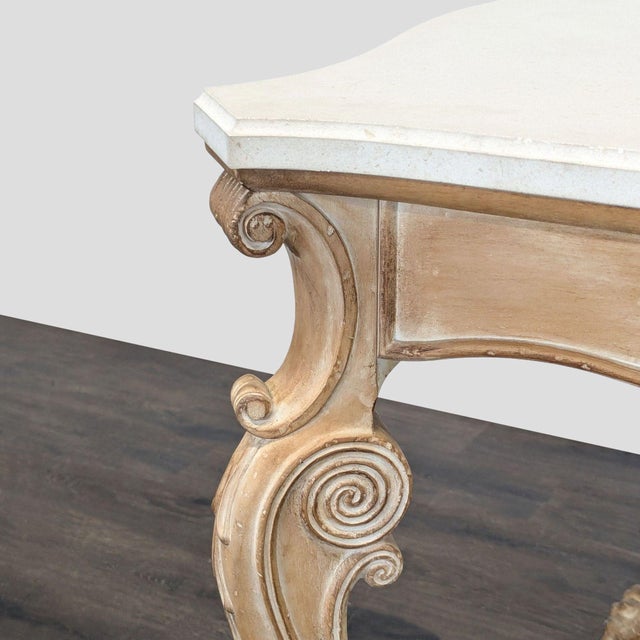 Tan Vintage Carved Wood Console Table For Sale - Image 8 of 9