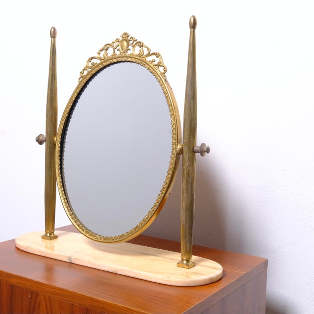 Italian Brass Vanity Mirror, 1950s For Sale - Image 4 of 14