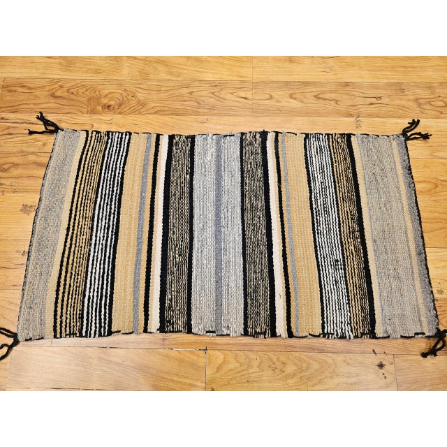 Textile Vintage Native American Navajo Rug, Banded Stripes Pattern, Southwest Tribal Art, 2x3 For Sale - Image 7 of 15