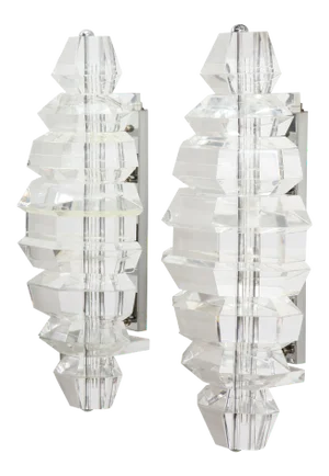 1980s Faceted Lucite Sconces - A Pair