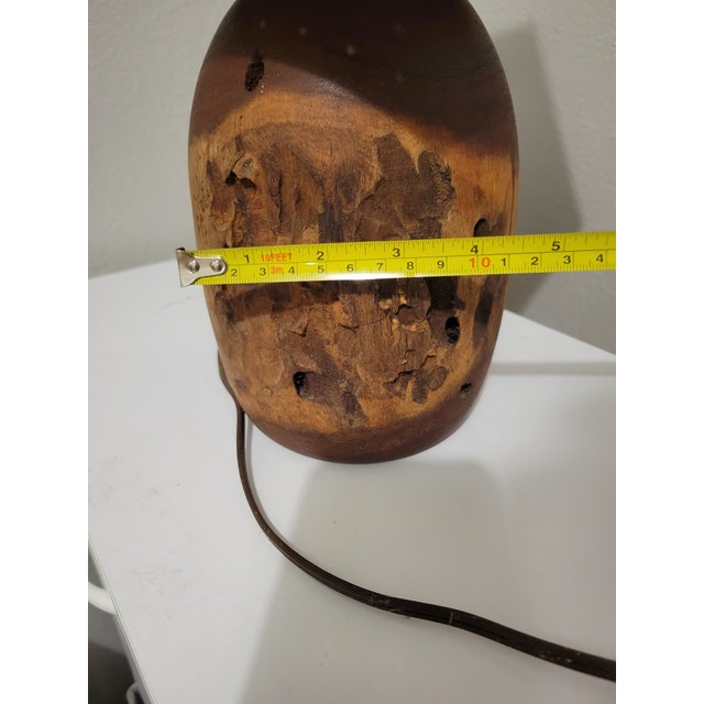 Vintage 1970s Kohler Sculptural Burl Wood Lamp With Pierced Copper Shade For Sale - Image 11 of 18