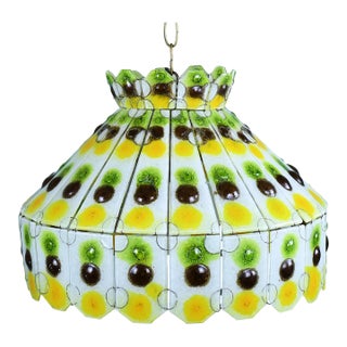 Vintage Multicolor Glass Hanging Light For Sale
