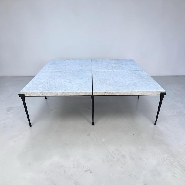Metal Holly Hunt Rue De Seine Iron and Marble Cocktail Table For Sale - Image 7 of 7