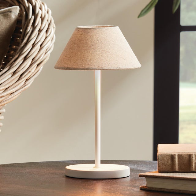Alluna Cordless Led Lamp 10" - Ecru Linen Shade/White Base For Sale - Image 11 of 11