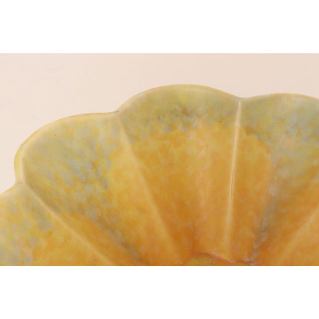 English Art Deco Ceramic Fluted Yellow, Orange and Green Compote Bowl by Beswick For Sale - Image 12 of 15