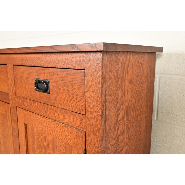 Stickley Style Mission Oak Arts & Crafts Bookcase or Bar Cabinet For Sale - Image 10 of 16