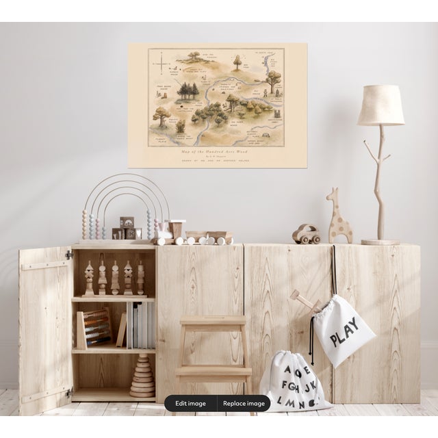 E H Shepard 1926 Antique Map of the Hundred Acre Wood Fine Art Mounted Board Print 30" X 24" For Sale - Image 10 of 12