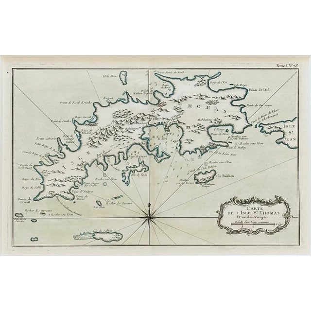 Original engraving from Le Petit Atlas Maritime by Jaques Nicolas Bellin, 1764. This outstanding and uncommon map of St....