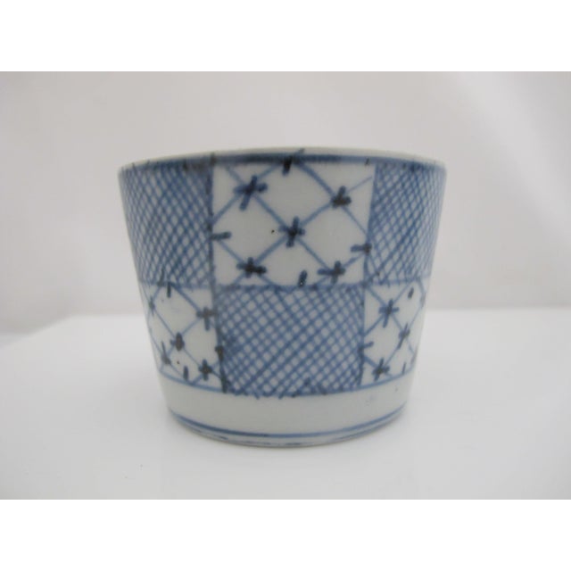 Japanese Japanese Edo Blue & White Patchwork Soba Choko Noodle Bowl or Tea Cup Set of 3 For Sale - Image 3 of 8