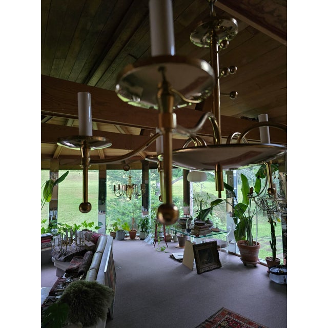 Gold Vintage Mid Century Modern Italian Stylized Chandelier For Sale - Image 8 of 9