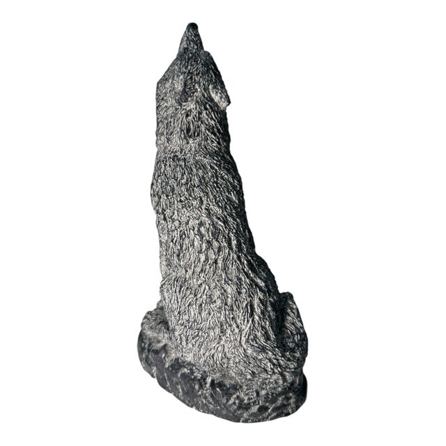 80s Handmade Wolf Figurine Canada a Wolf Original Sculpture Wildlife Statue For Sale In Philadelphia - Image 6 of 10
