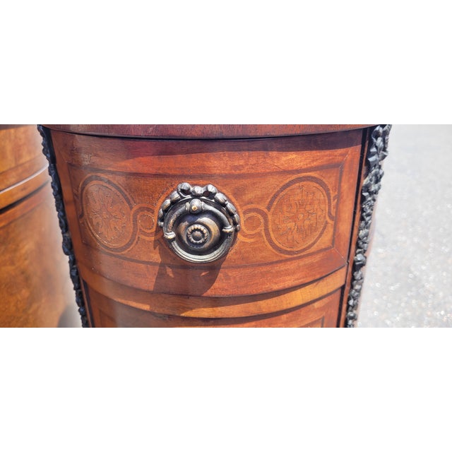 Pair 1920s Tall Oval French End Table Night Stands For Sale - Image 13 of 18