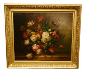 English Artist, Rose Still Life, Oil Painting, Framed